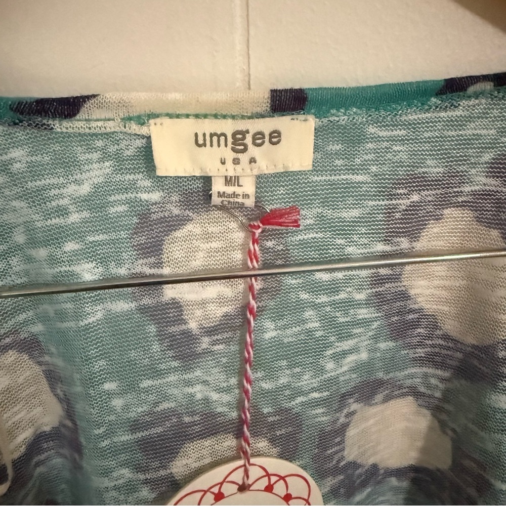 Umgee Teal and White Patterned Robe - Picture 3 of 3